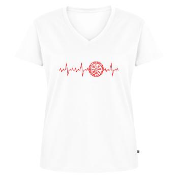 Viking Heartbeat Larp Vegvisir Boussole - T-shirt encolure en V Premium bio Femme - blanc - Devant - AI Model Female 172 dark (172cm)