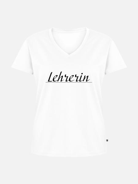 Lehrerin schwarz - Frauen Premium Bio T-Shirt mit V-Ausschnitt - Weiß