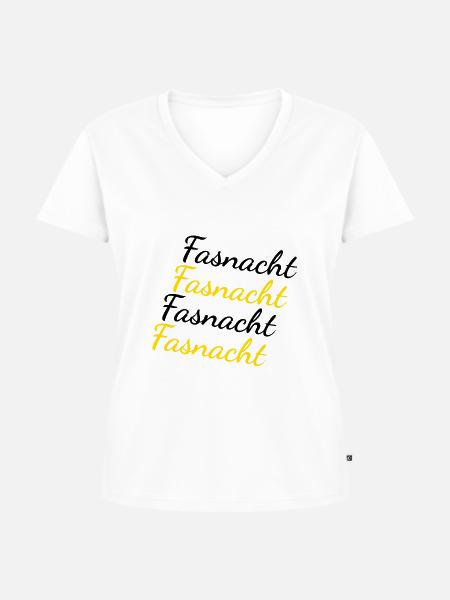 Fasnacht Schwarz Gelb - Frauen Premium Bio T-Shirt mit V-Ausschnitt - Weiß