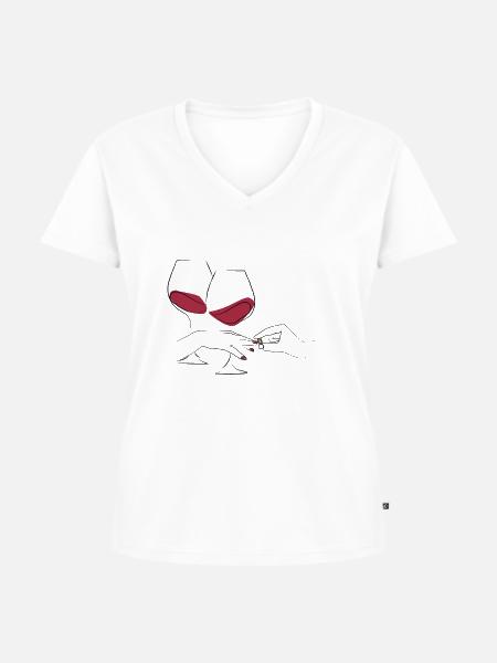 Verlobung - Frauen Premium Bio T-Shirt mit V-Ausschnitt - Weiß