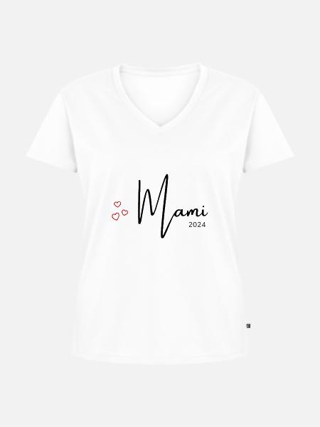Mami 2024 - Frauen Premium Bio T-Shirt mit V-Ausschnitt - Weiß