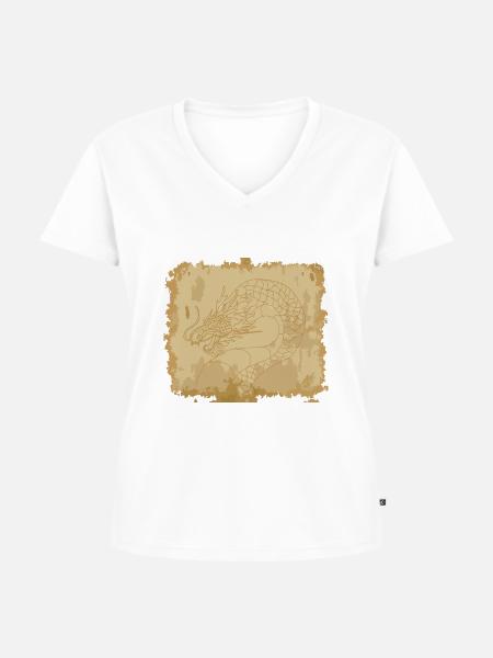 Uralter Drache - Frauen Premium Bio T-Shirt mit V-Ausschnitt - Weiß