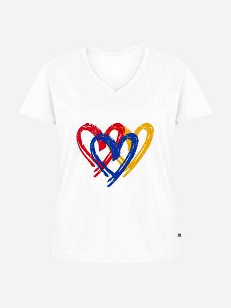 Armenien Herz Flagge - Frauen Premium Bio T-Shirt mit V-Ausschnitt - Weiß