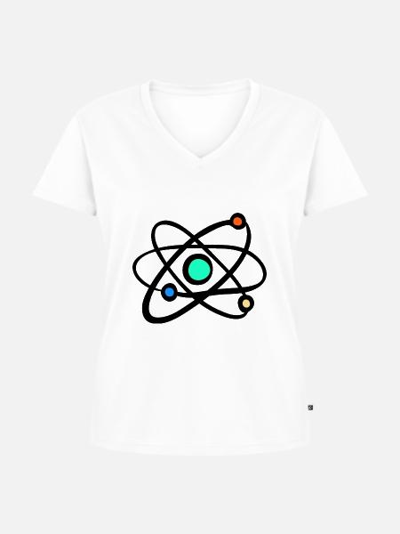 Atome Physik - Frauen Premium Bio T-Shirt mit V-Ausschnitt - Weiß