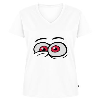 Comic Augen verrücktes Design - Frauen Premium Bio T-Shirt mit V-Ausschnitt - Weiß - Vorne - AI Model Female 172 dark (172cm)