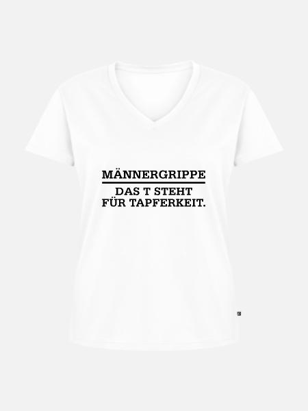 Männergrippe Tapferkeit - Frauen Premium Bio T-Shirt mit V-Ausschnitt - Weiß
