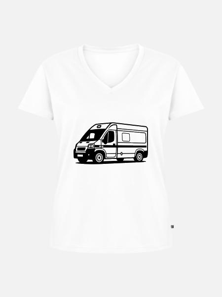 Wohnmobil - Frauen Premium Bio T-Shirt mit V-Ausschnitt - Weiß