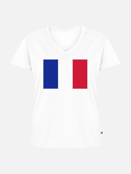 France - Frauen Premium Bio T-Shirt mit V-Ausschnitt - Weiß