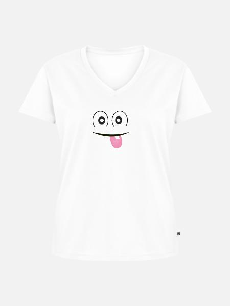 FUN - Frauen Premium Bio T-Shirt mit V-Ausschnitt - Weiß