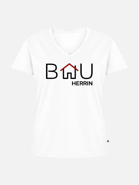 Bauherrin - Frauen Premium Bio T-Shirt mit V-Ausschnitt - Weiß