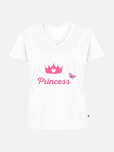 Princess - Frauen Premium Bio T-Shirt mit V-Ausschnitt - Weiß