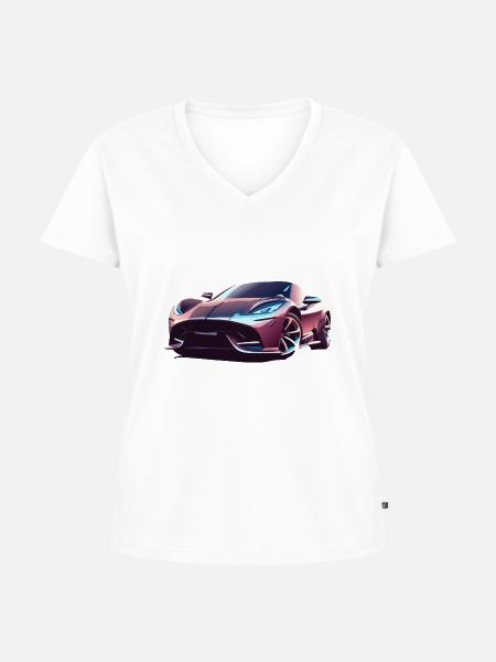Chrom Sportwagen - Frauen Premium Bio T-Shirt mit V-Ausschnitt - Weiß
