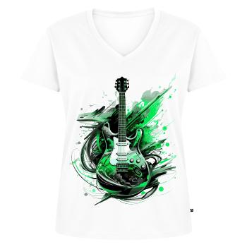 guitare électrique guitare guitariste instrument de musique rock - T-shirt encolure en V Premium bio Femme - blanc - Devant - AI Model Female 172 dark (172cm)