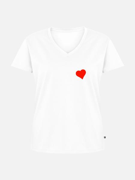 Herz - Frauen Premium Bio T-Shirt mit V-Ausschnitt - Weiß