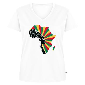 Bénin Bénin Drapeau Afrique Patrimoine Noir - T-shirt encolure en V Premium bio Femme - blanc - Devant - AI Model Female 172 dark (172cm)