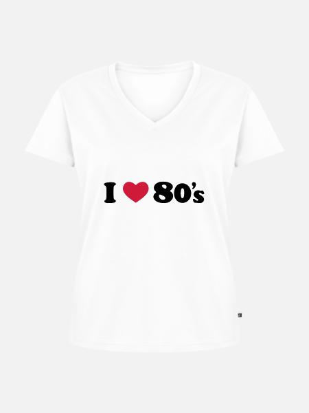 80's - Frauen Premium Bio T-Shirt mit V-Ausschnitt - Weiß