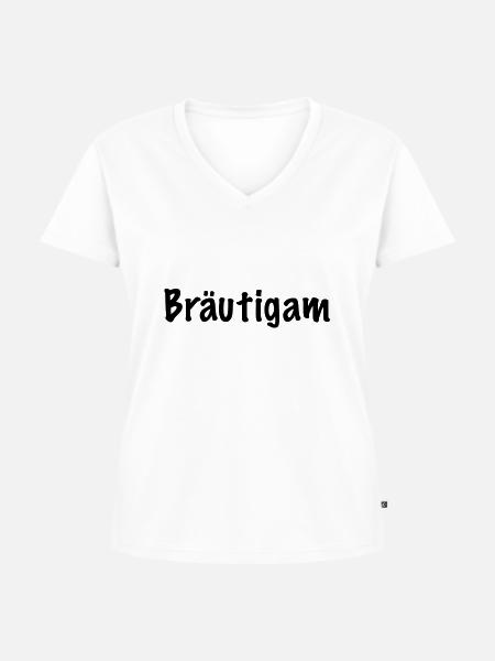 Bräutigam - Frauen Premium Bio T-Shirt mit V-Ausschnitt - Weiß