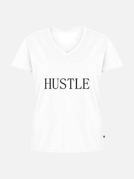hustle - Frauen Premium Bio T-Shirt mit V-Ausschnitt - Weiß