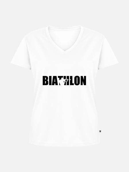 Biathlon - Frauen Premium Bio T-Shirt mit V-Ausschnitt - Weiß