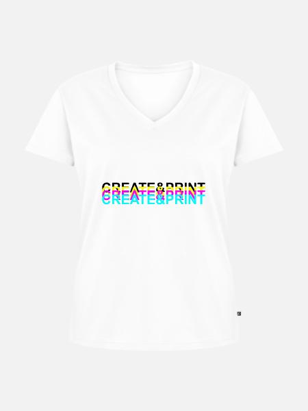 Erstellen & Drucken (schwarzer Text) - Frauen Premium Bio T-Shirt mit V-Ausschnitt - Weiß