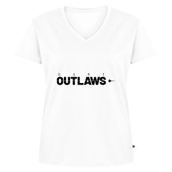 dart outlaws - Frauen Premium Bio T-Shirt mit V-Ausschnitt - Weiß - Vorne - AI Model Female 172 dark (172cm)