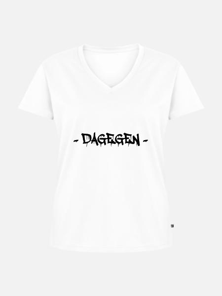 dagegen - Frauen Premium Bio T-Shirt mit V-Ausschnitt - Weiß