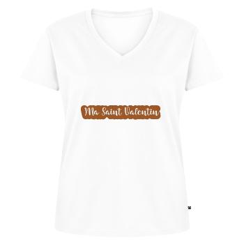 Ma saint valentin - T-shirt encolure en V Premium bio Femme - blanc - Devant - AI Model Female 172 dark (172cm)