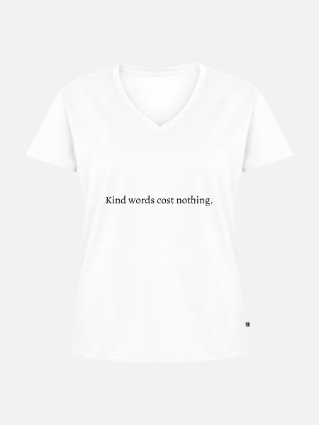 Freundliche Worte kosten nichts. - Frauen Premium Bio T-Shirt mit V-Ausschnitt - Weiß