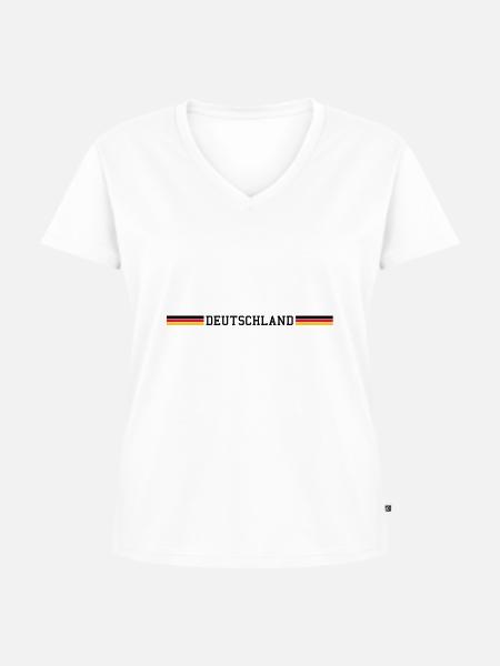 Fußball,Weltmeisterschaft,2014,Deutschland - Frauen Premium Bio T-Shirt mit V-Ausschnitt - Weiß