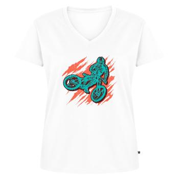 VTT Fahrrad Downhill Mountainbike - T-shirt encolure en V Premium bio Femme - blanc - Devant - AI Model Female 172 dark (172cm)