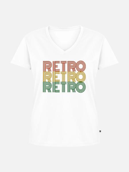 Retro - Frauen Premium Bio T-Shirt mit V-Ausschnitt - Weiß