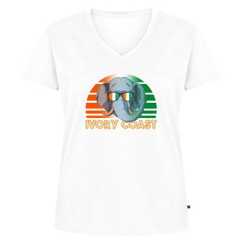 Ivory Coast - Women's Premium Organic V-neck T-shirt - white - Front - AI Model Female 172 dark (172cm)