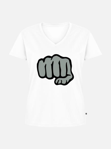 Faust - Frauen Premium Bio T-Shirt mit V-Ausschnitt - Weiß