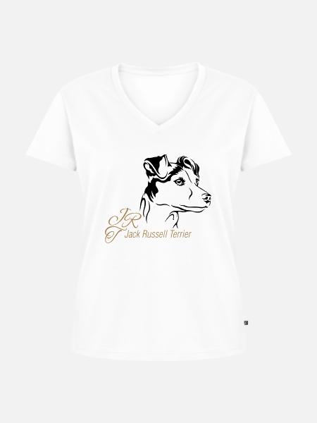 Jack Russell Terrier - Frauen Premium Bio T-Shirt mit V-Ausschnitt - Weiß