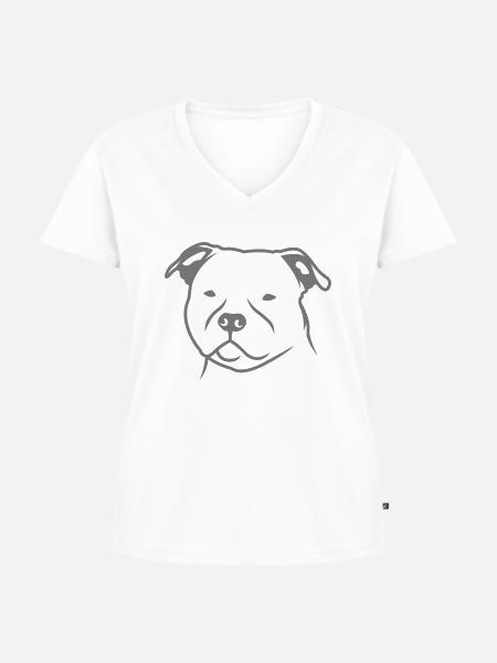 Staffbull HEAD v2 1c_4light - Frauen Premium Bio T-Shirt mit V-Ausschnitt - Weiß