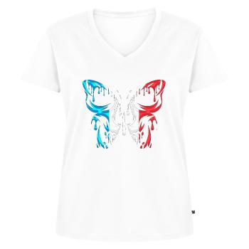 France pays drapeau officiel états continent - T-shirt encolure en V Premium bio Femme - blanc - Devant - AI Model Female 172 dark (172cm)