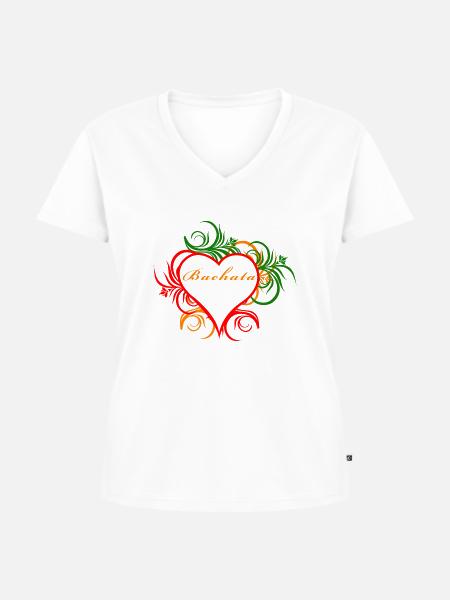 Bachata im Herzen - Frauen Premium Bio T-Shirt mit V-Ausschnitt - Weiß