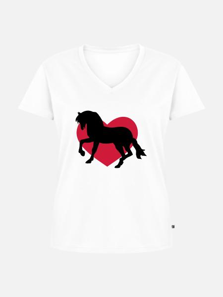 Pferd Liebe - Frauen Premium Bio T-Shirt mit V-Ausschnitt - Weiß