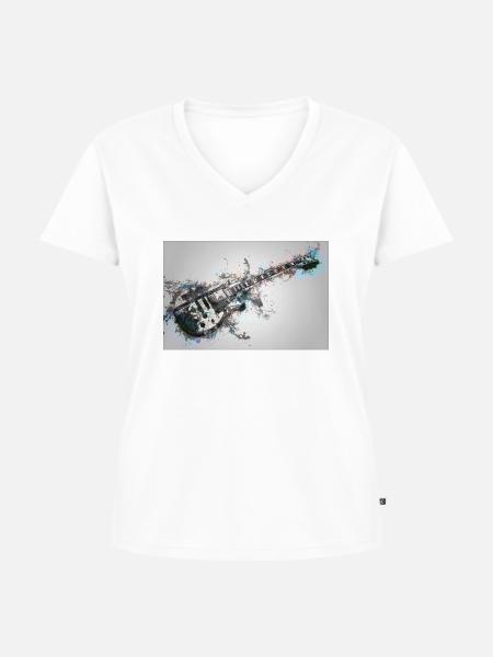 Electro Guitar - Frauen Premium Bio T-Shirt mit V-Ausschnitt - Weiß