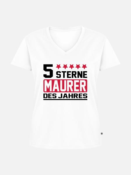 maurer - Frauen Premium Bio T-Shirt mit V-Ausschnitt - Weiß