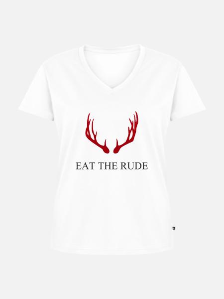 Hannibal - Eat the rude - Frauen Premium Bio T-Shirt mit V-Ausschnitt - Weiß