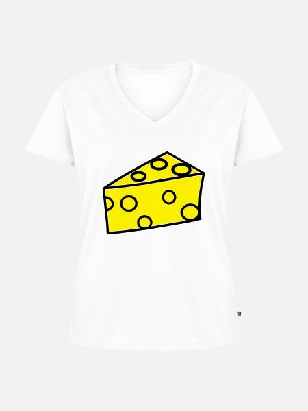 Käse / Käsestück - Frauen Premium Bio T-Shirt mit V-Ausschnitt - Weiß