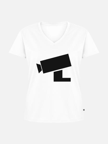 Überwachungskamera - Frauen Premium Bio T-Shirt mit V-Ausschnitt - Weiß