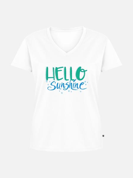 Hello Sunshine blue - Frauen Premium Bio T-Shirt mit V-Ausschnitt - Weiß