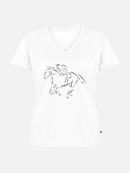 Rennpferd - Frauen Premium Bio T-Shirt mit V-Ausschnitt - Weiß