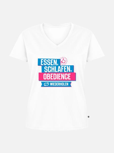 Hobby Obedience - Frauen Premium Bio T-Shirt mit V-Ausschnitt - Weiß