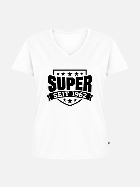 Super seit 1962 - Frauen Premium Bio T-Shirt mit V-Ausschnitt - Weiß