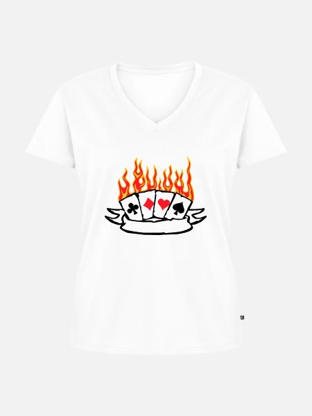 Cards Banner - Frauen Premium Bio T-Shirt mit V-Ausschnitt - Weiß