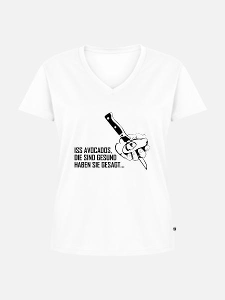 Avocado 7 - Frauen Premium Bio T-Shirt mit V-Ausschnitt - Weiß