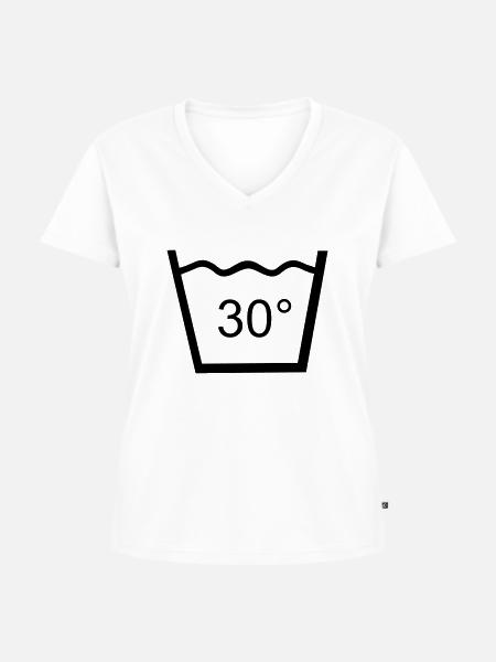 Waschen - Frauen Premium Bio T-Shirt mit V-Ausschnitt - Weiß